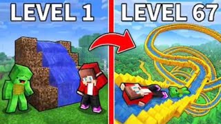 JJ and Mikey rate waterparks from level 1 to level 100 in Minecraft 