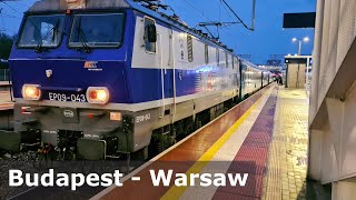 Rail Journey from Budapest to Warsaw. Route through Hungary, Slovakia, Czechia, Poland