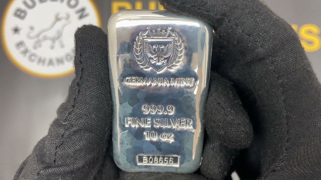 10 oz Germania Mint Silver Bar .9999 Fine at Bullion Exchanges 