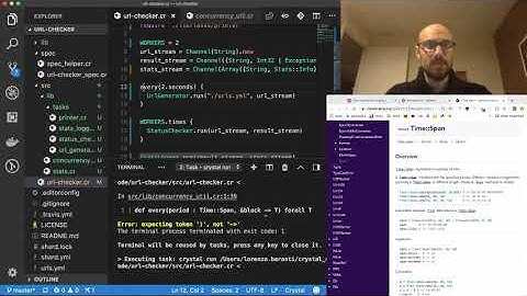 2.3 Scheduling periodic tasks in Crystal - Live coding a URL checker in Crystal