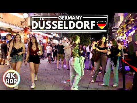 Hot Summer Night in Düsseldorf, Germany - August 2026 City Walk in 4K HDR 60FPS
