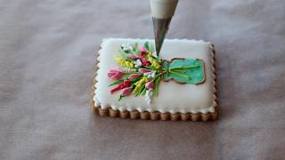 花瓶のお花のアイシングクッキー　　Flower vase icing cookie