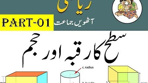 Surface Area and Volume | سطح کا رقبہ اور حجم| Part 01 | 8th Std | Urdu medium|