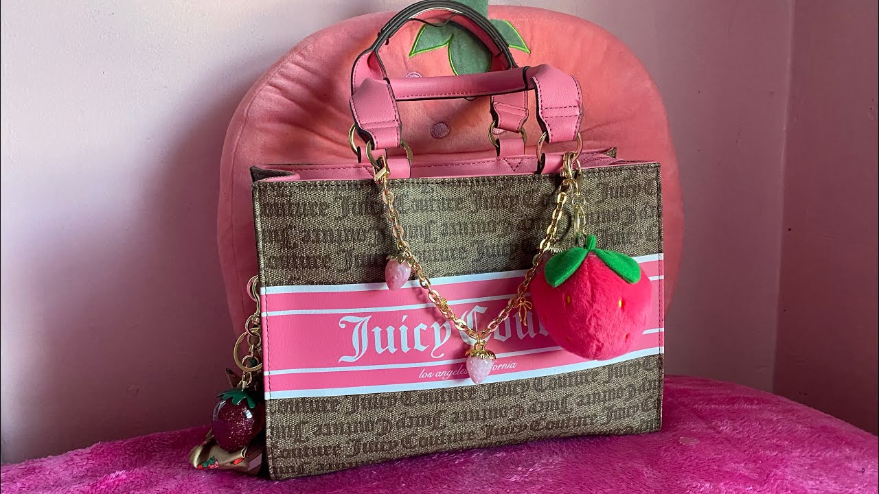WIMB! What’s In my Juicy Tote Bag! Strawberry Themed! #juicycouturebags #whatsinmybag 🥰🍓