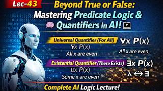 Lec-43 : Beyond True or False: Mastering Predicate Logic & Quantifiers in AI!