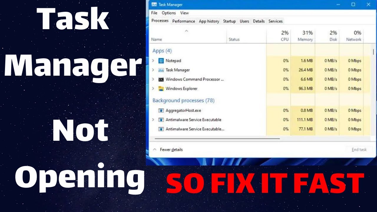 windows 11 - Task Manager Not Opening Windows 11 FIX - YouTube