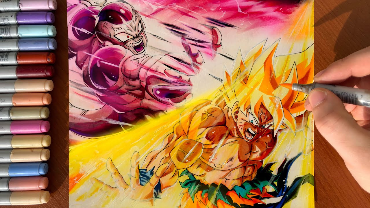 Dragon Ball Son Goku vs Frieza Drawing  ARTOY by hazimala on DeviantArt