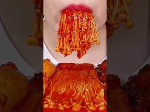 ASMR SPICY <strong>ENOKI</strong> MUSHROOMS #shorts