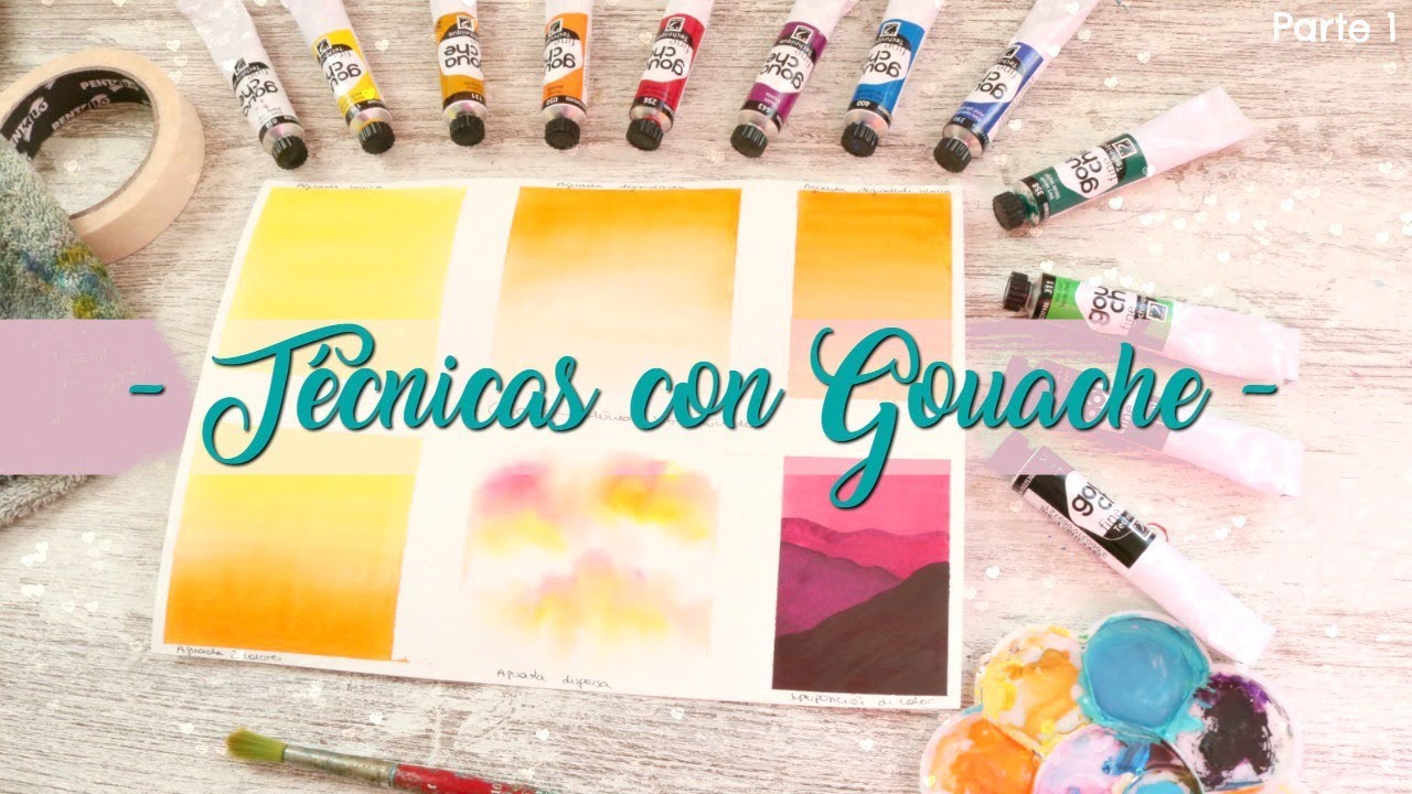 GOUACHE 6 TÉCNICAS BÁSICAS PASO A PASO Parte 1 YouTube