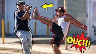 Scare Kicking Prank In The Hood!