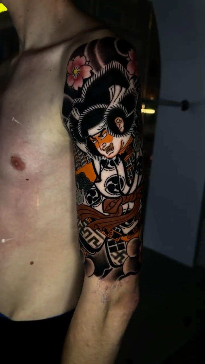 TRADITIONAL JAPANESE HALF ARM SLEEVE (PART COLOUR) - YouTube