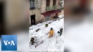 French Town Blanketed in Hail After Storm