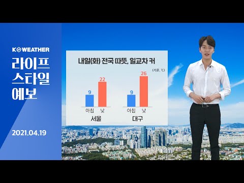 [날씨] 4월 19일_내일(화) 일교차 커…전국 공기질 대체로 나빠