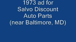 1973 ad for Salvo Discount Auto Parts (near Baltimore, MD)