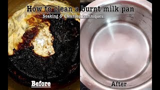 How to clean burnt milk pan in 10 minutes| Easy Soaking and scrubbing techniques| Fathima Danton