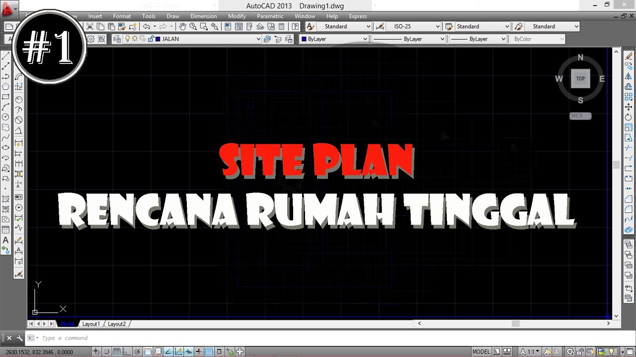 CARA MENGGAMBAR SITE PLAN DENGAN AUTOCAD UNTUK RENCANA RUMAH TINGGAL #1 ...