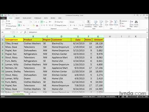 Excel Tutorial - Applying conditional formatting across rows