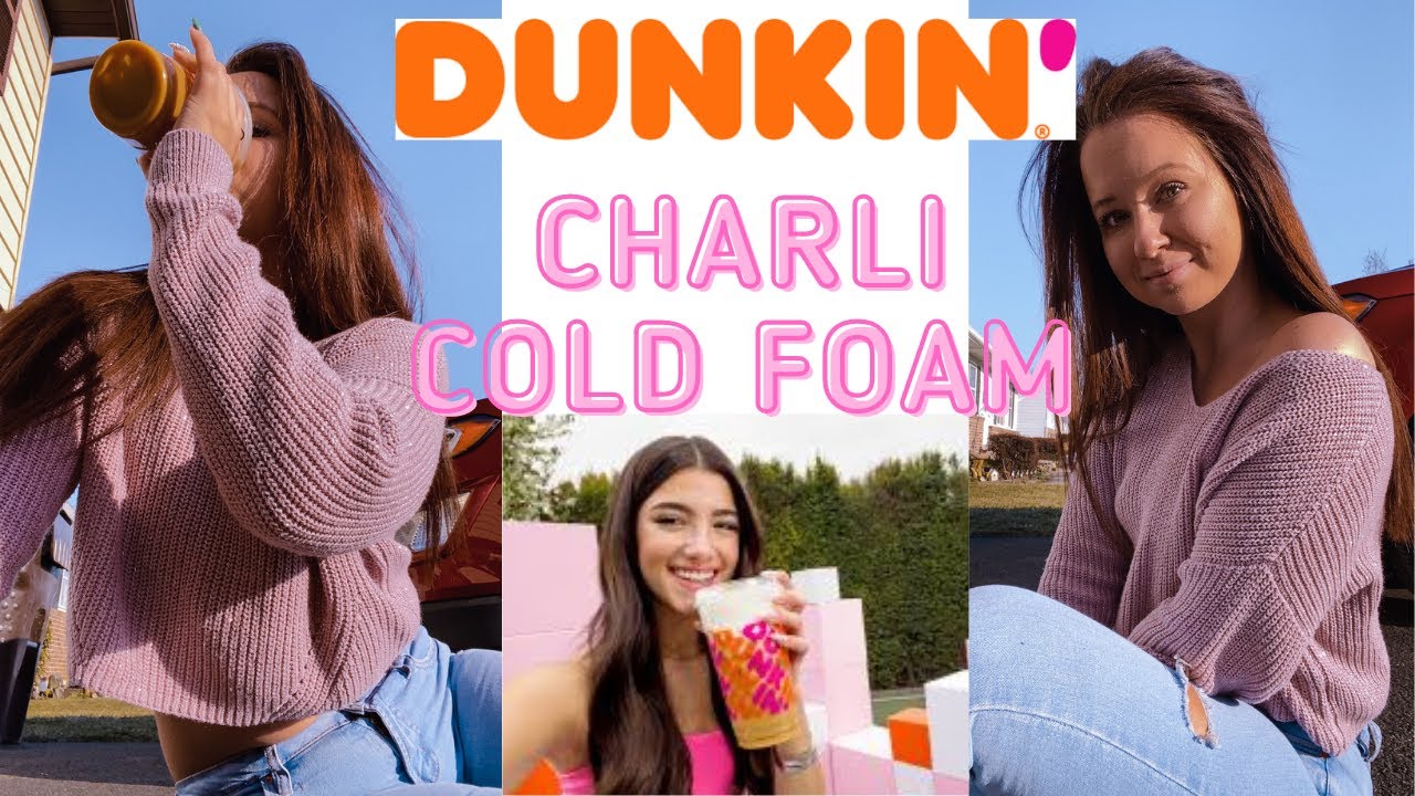 TRYING THE NEW CHARLI COLD FOAM DUNKIN DRINK. YouTube