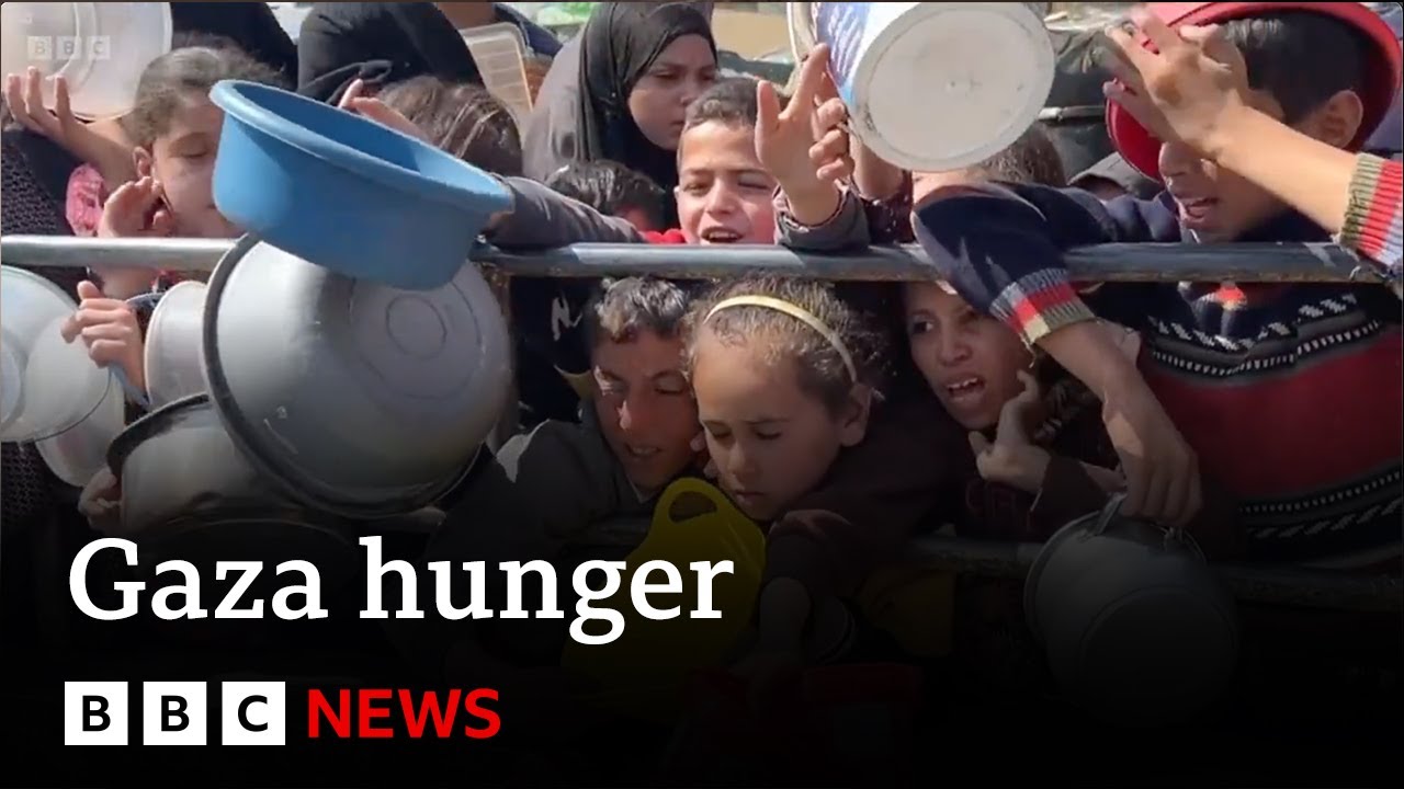 Gaza children starve as Israeli attack continues |  BBC News