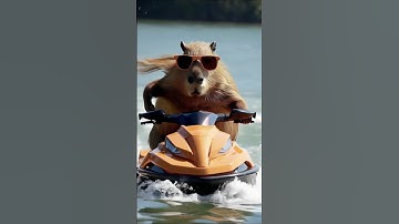 😎🌊🛥️ This Capybara Rides a Jet Ski Like a Pro!  #shorts #capybara #funnyvideos #funny #cartoon #ai