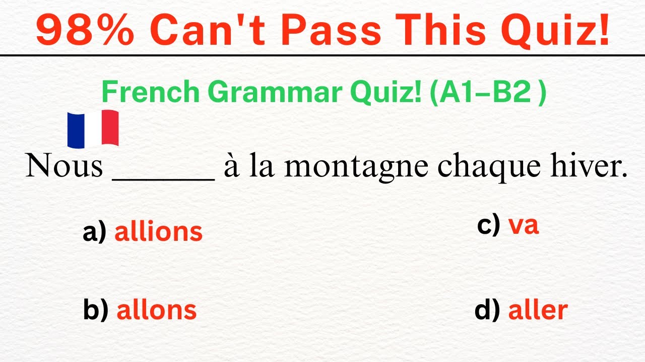 How good is your French? 📚 Grammar quiz A1–B1! Learn french. - YouTube
