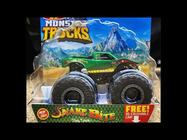 Hot Wheels Monster Trucks 1:64 Scale Vehicle - Snake Bite Vinny Venom