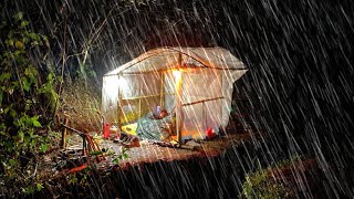 camping during a heavy, non-stop thunderstorm // struggling to build a shelter by hike camp bushcraft 204,169 views 4 months ago 23 minutes