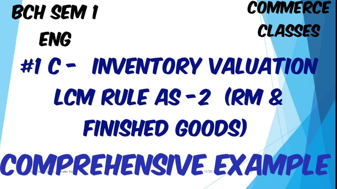 Inventory Valuation LCM Rule AS 2, Ex. for RM & Finished Goods BCH 