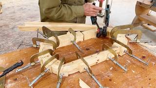 The Old Carpenter Handcrafted This Unique Table From Ultra Thin Wooden Planks // Woodworking Crafts
