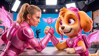 PAW PATROL MIGHTY Arm Wrestling Match in REAL LIFE 🎵 (Chase, Marshall, Skye, Rocky, Rubble &amp; More)