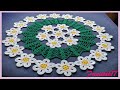 Tapete con flores tejido a crochet - Centro de mesa tejido (diámetro aproximado 60 cm)