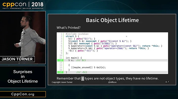 CppCon 2018: Jason Turner Surprises in Object Life...