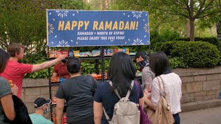 Muslim Giving Strangers Free Food in Ramadan