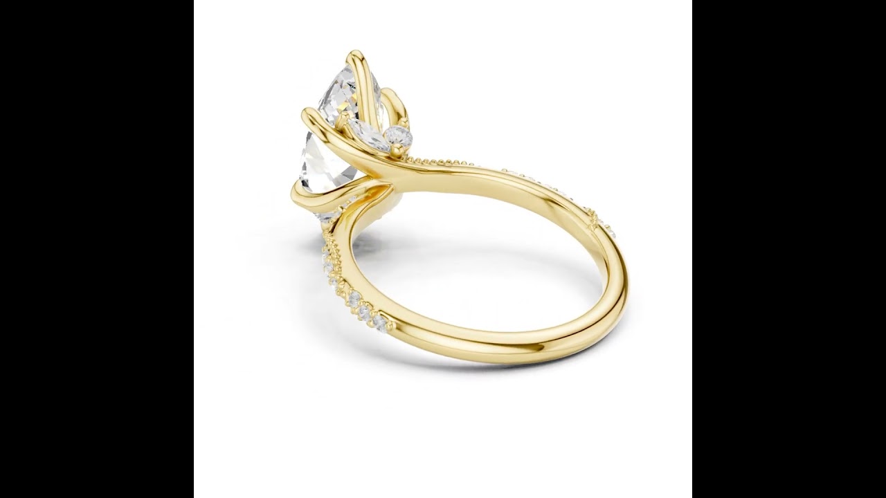 Marquise Cut Diamond Engagement Ring With Vintage Milgrain Band