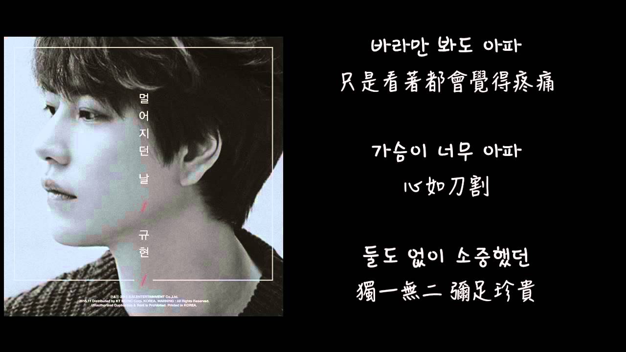 【韓中字】KYUHYUN 규현 _ 멀어지던 날  (The day we felt the distance) Lyrics with hangul