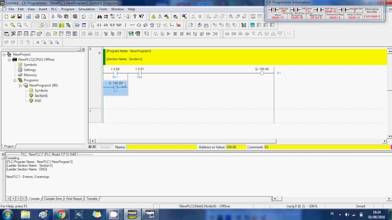tutorial PLC - Cx Programer - Motor satu Tempat 1 - YouTube