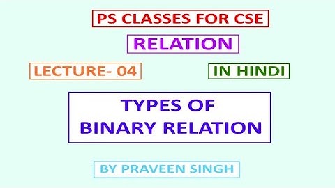 Relation Lecture 4 Types of Binary Relation