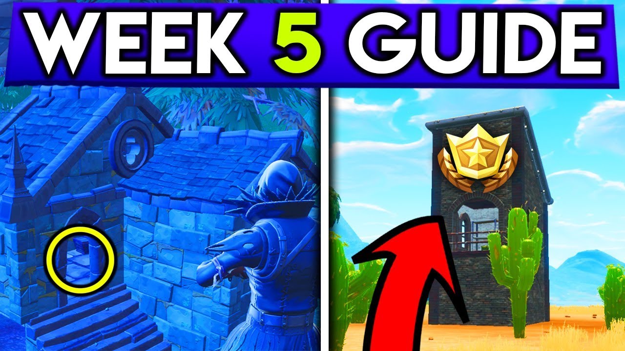 Fortnite WEEK 5 CHALLENGES GUIDE! Snobby Treasure Map, Road Trip Battlestar! Battle Royale Season 5
