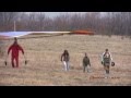 Hang gliding school. Launch and landing