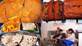 FRIDAY SPECIAL INDIAN DINNER ROUTINE 2020 | Eggless Banana Cake, Paneer Makhani, Chilli Garlic Roti
