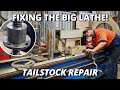 Kurtis broke the big lathe  repairing the tailstock  machining  threading