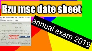 Bzu MA, M.sc annual exam date sheet