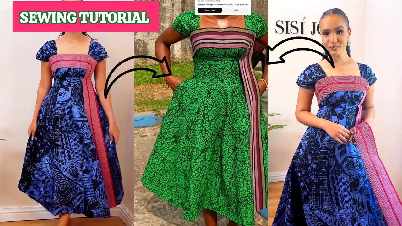 How to Make this Elegant Panel Dress with Aso-oke Panel | Step-by-Step Sewing Tutorial 