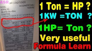 ton ac how many kW ,1 HP how many BTU,1 watts how many Ton, air imported learn - YouTube