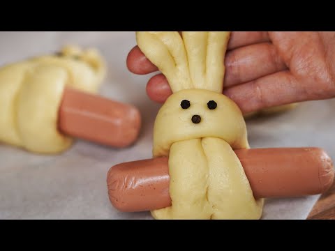 Rabbit-shaped Sausage Buns - Soft Brioche Hot Dog Buns | Daily Yum