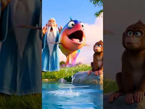 जब मछलियाँ पिज़्ज़ा और आइसक्रीम मांगने लगीं 😂 | Funny Magic Monkey Story #fish #monkey #shorts