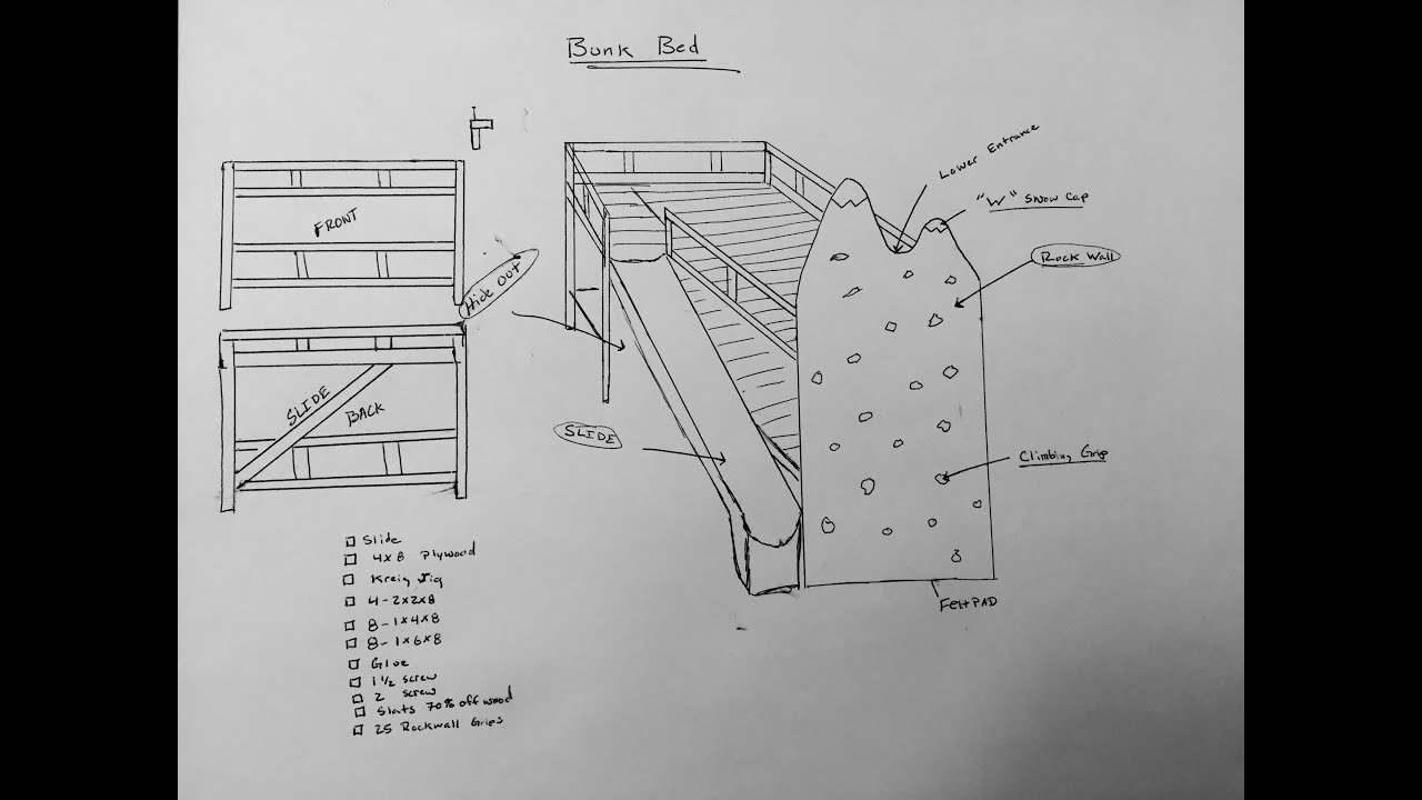 DIY Bunk Bed with Rock Wall &amp; Slide - YouTube