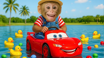 Monkey NANA drives a tractor to find the Missing Duckling and an Unexpected adventure at the farm