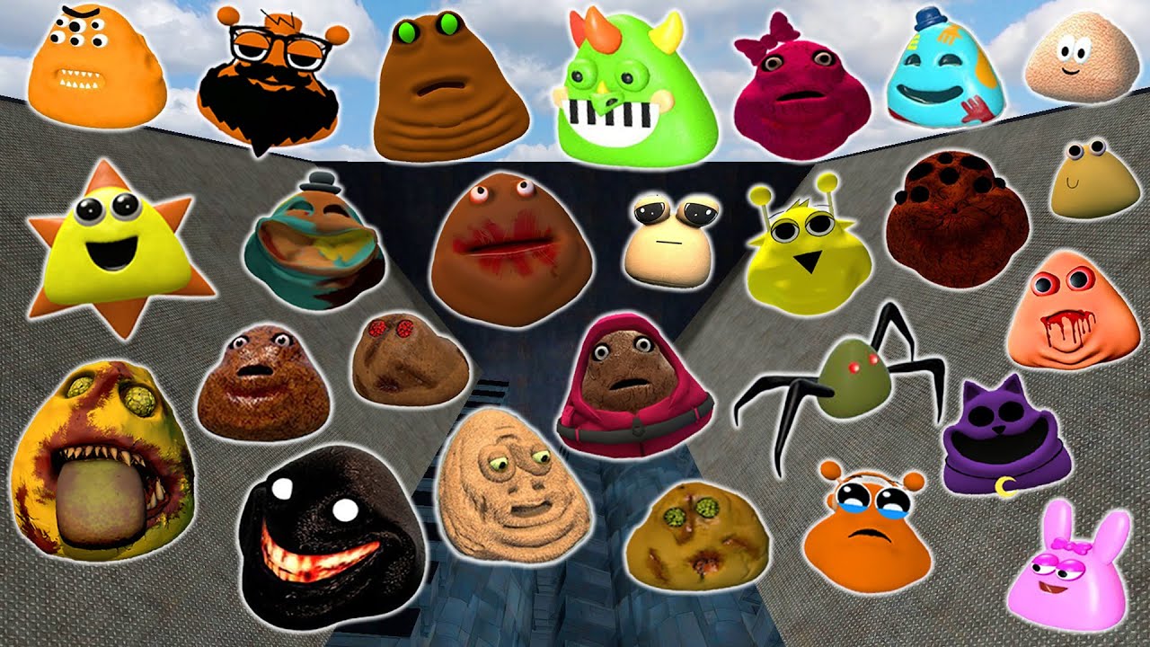 DESTROY ALL ROBLOX 3D POU BOU'S REVENGE FAMILY in GIANT SHREDDER Garry's Mod