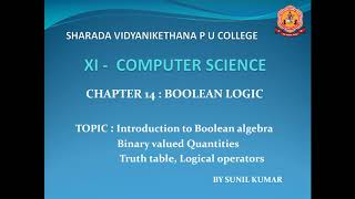 Chapter-14 Boolean Logic part-1 by Mr. Sunil Kumar H